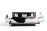 California King Ramona Modern Grey Leather Bed