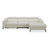 Rampart Modern L-Shape RAF White Leather Sectional Sofa with 1 Recliner