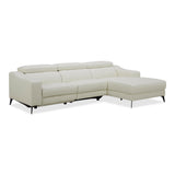 Rampart Modern L-Shape RAF White Leather Sectional Sofa with 1 Recliner