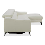 Rampart Modern L-Shape RAF White Leather Sectional Sofa with 1 Recliner