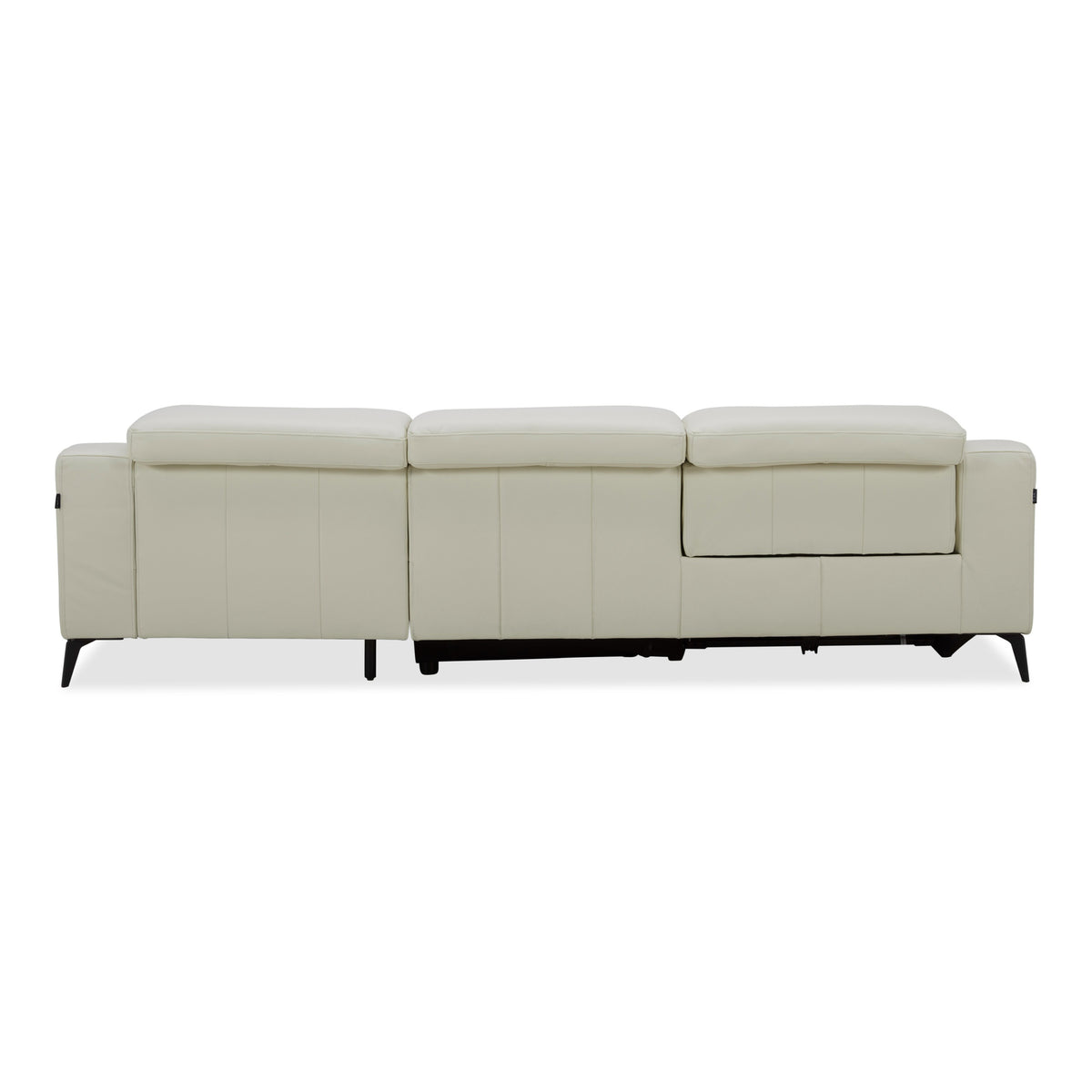 Rampart Modern L-Shape RAF White Leather Sectional Sofa with 1 Recliner