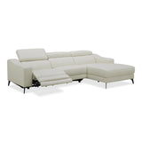 Rampart Modern L-Shape RAF White Leather Sectional Sofa with 1 Recliner