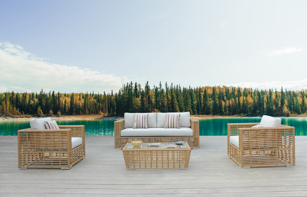 Ko Tao Outdoor Beige + Wicker Sofa Set