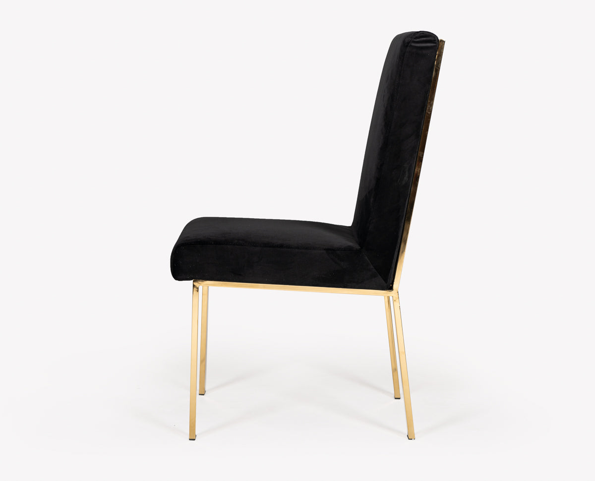 Reba Modern Black Velvet & Gold Dining Chair (Set of 2)