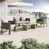 Salvora Outdoor Beige Fabric & Grey Rope Chair