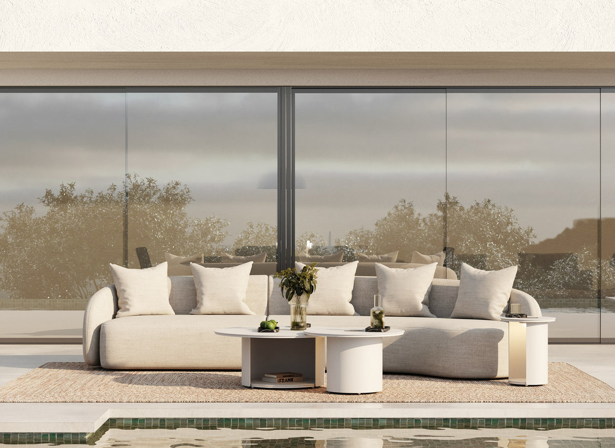 Tabarca Outdoor Beige Fabric Sectional Sofa