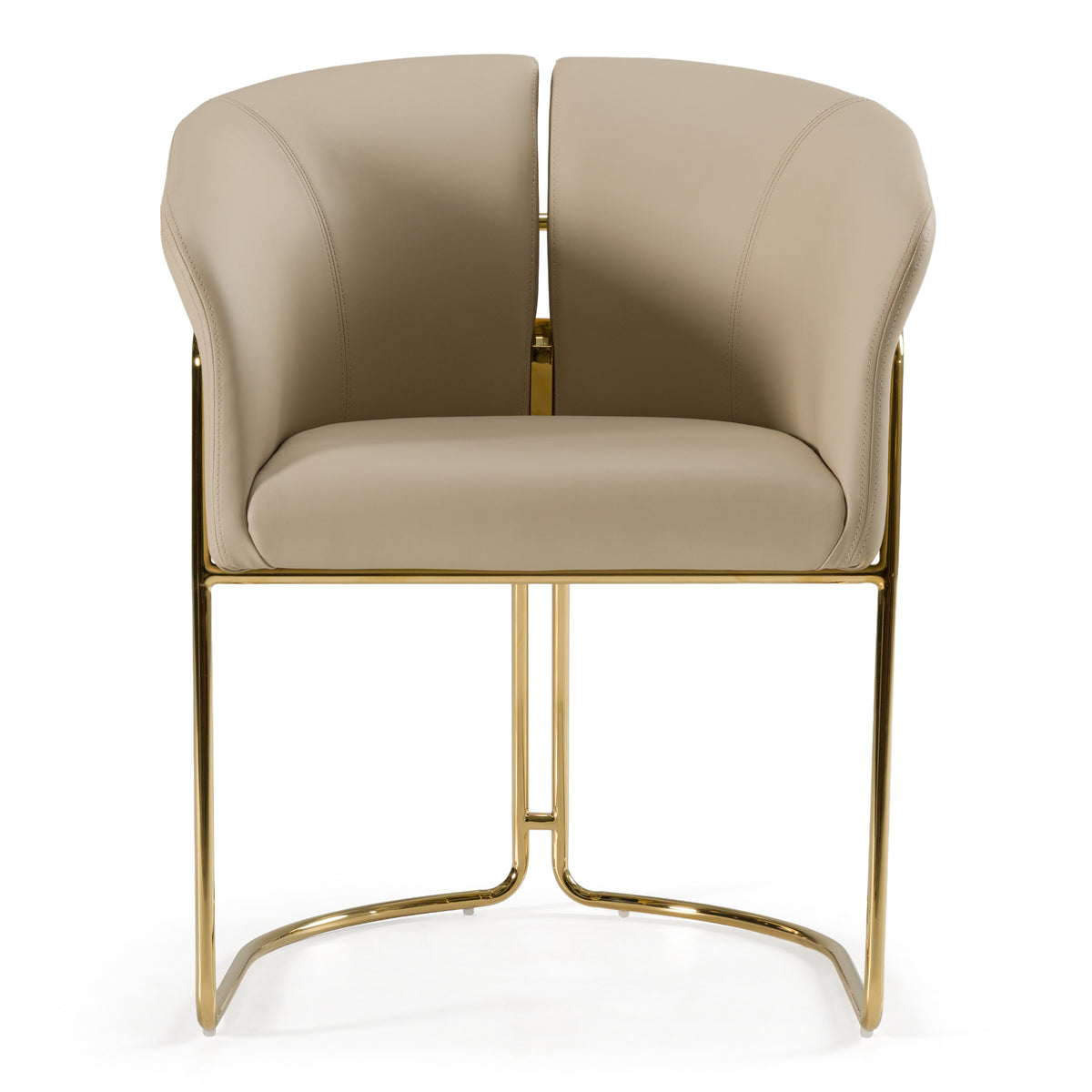 Renfew Modern Beige Vegan Leather + Champagne Gold Dining Chair