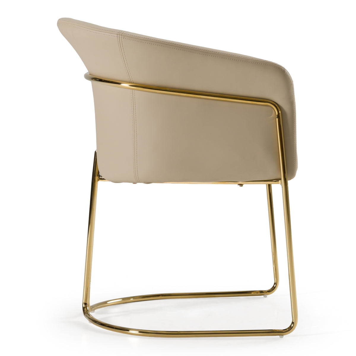 Renfew Modern Beige Vegan Leather + Champagne Gold Dining Chair