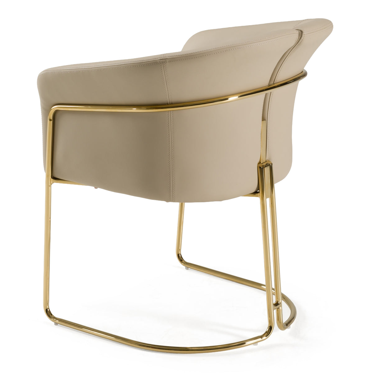 Renfew Modern Beige Vegan Leather + Champagne Gold Dining Chair