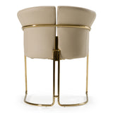 Renfew Modern Beige Vegan Leather + Champagne Gold Dining Chair