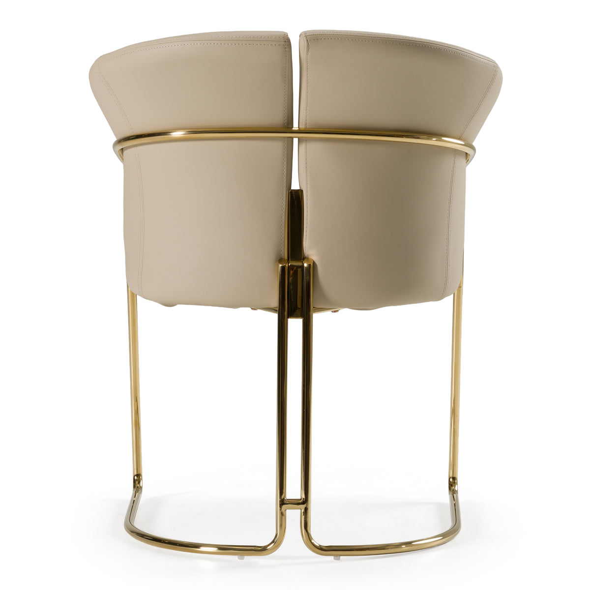 Renfew Modern Beige Vegan Leather + Champagne Gold Dining Chair