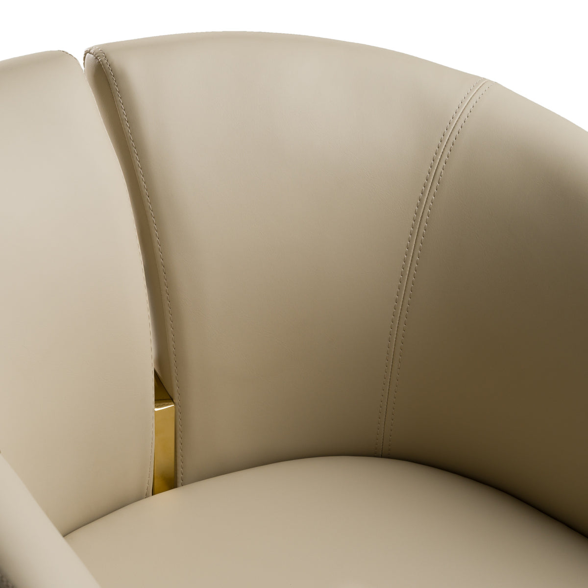 Renfew Modern Beige Vegan Leather + Champagne Gold Dining Chair