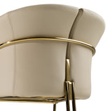 Renfew Modern Beige Vegan Leather + Champagne Gold Dining Chair