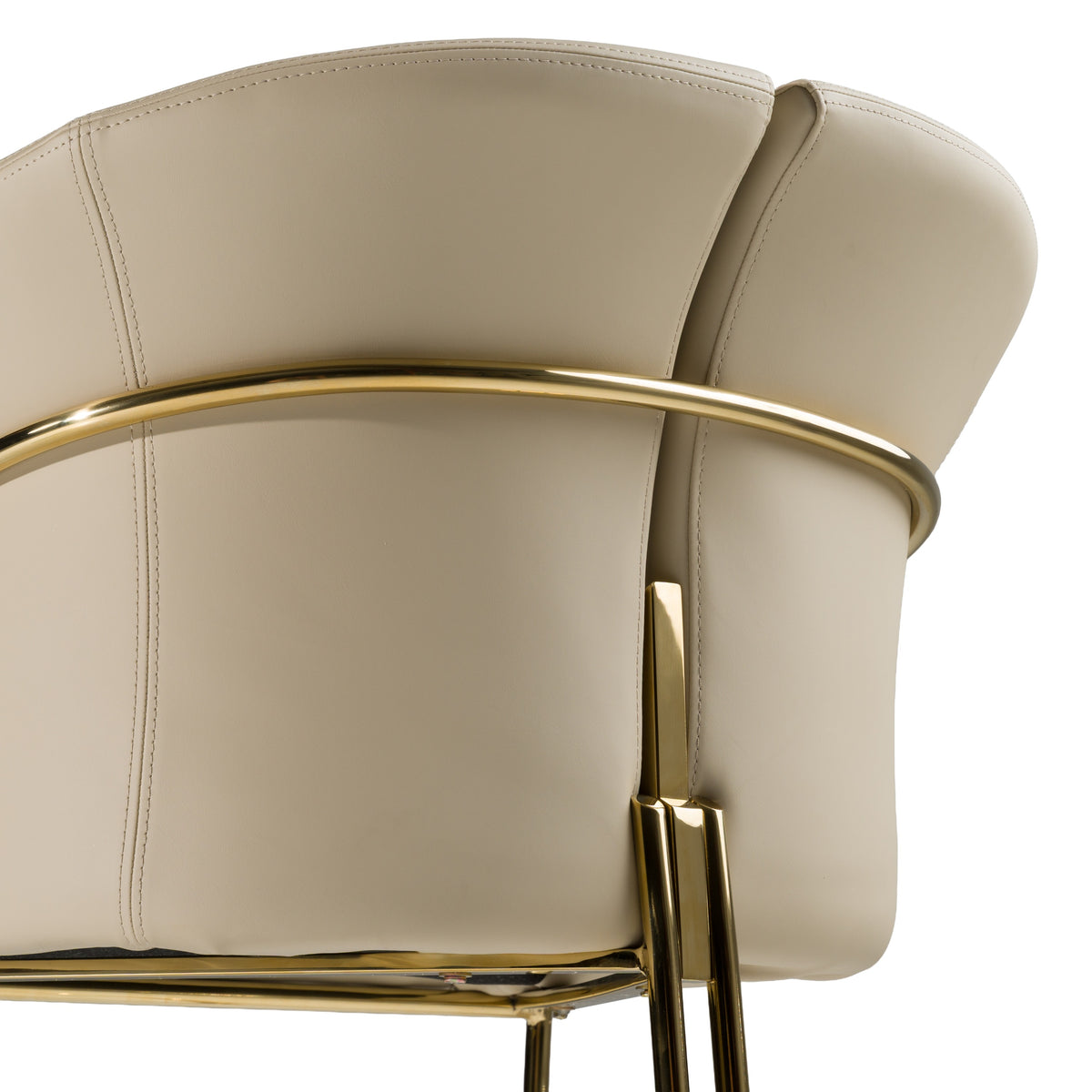Renfew Modern Beige Vegan Leather + Champagne Gold Dining Chair