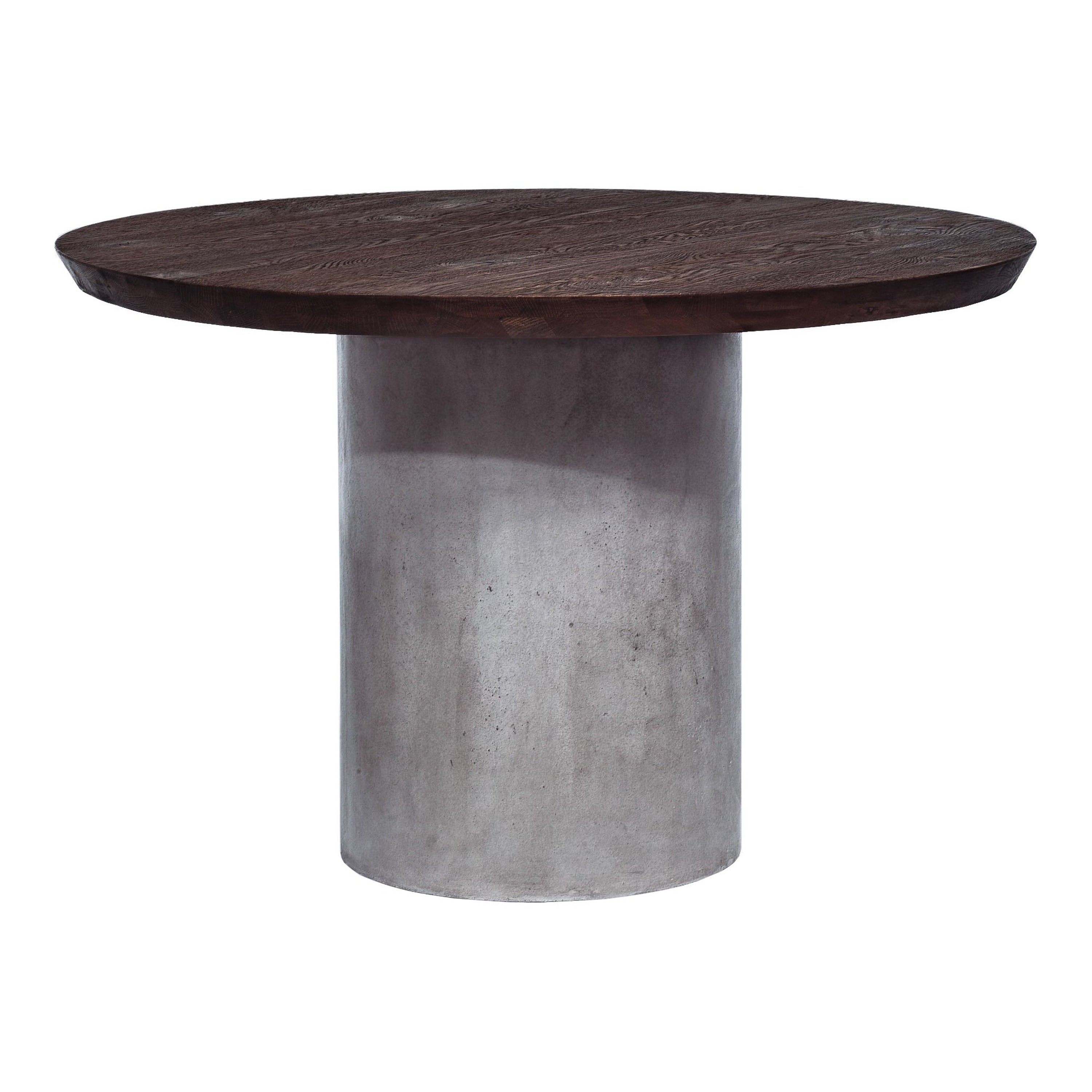 Renzo Modern Round Oak & Concrete Dining Table