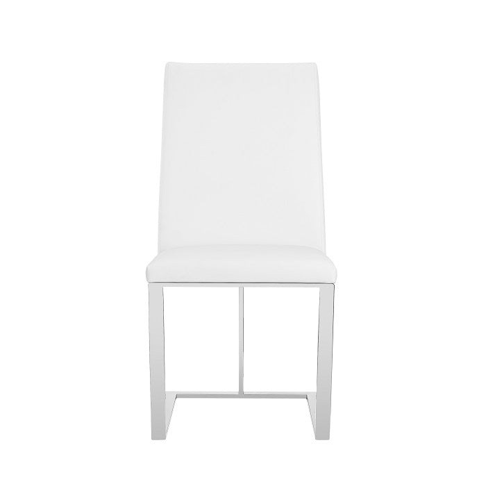 Frankie Modern White & Brushed Stainless Steel Dining Chair