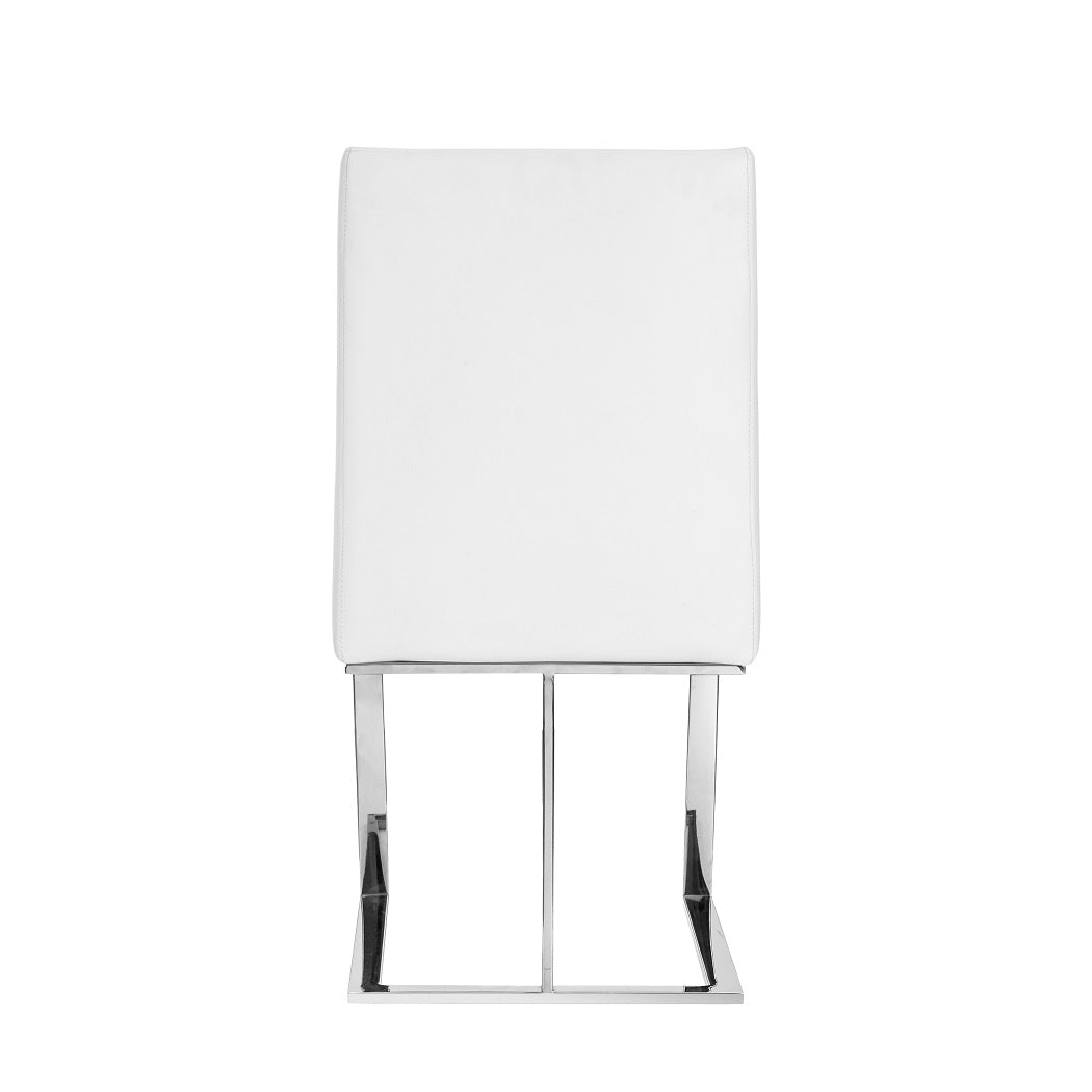 Modrest Frankie Modern White & Brushed Stainless Steel Dining Chair