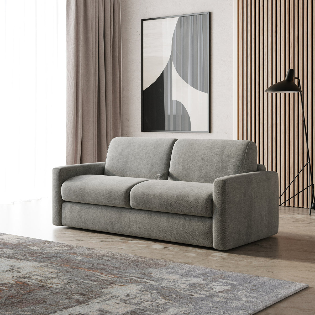 Revers Italian Modern Grey Fabric 63" Sofa Bed