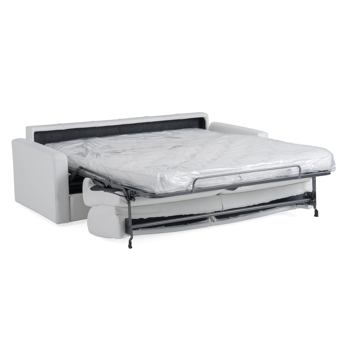 Revers Italian Modern White Leather Queen Sofa bed