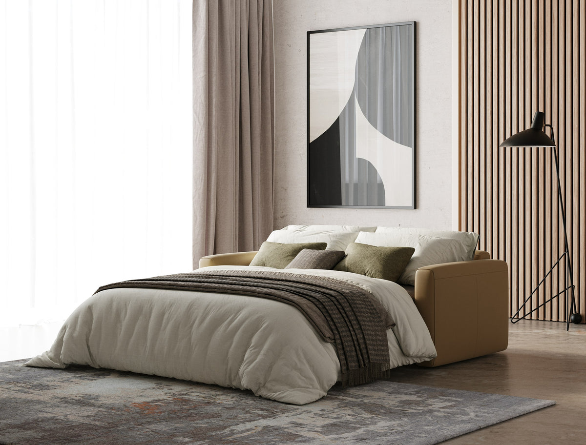 Revers Italian Modern Desert Leather 55" Sofa bed