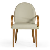 Rexford Modern Taupe & Walnut Dining Armchair