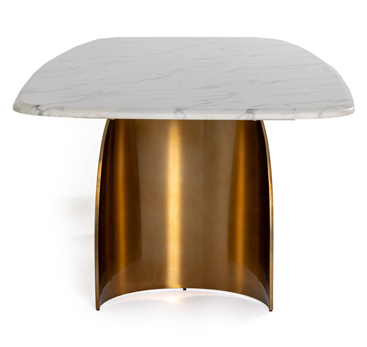 Reynold Glam Faux Marble + Gold Stainless Steel Dining Table