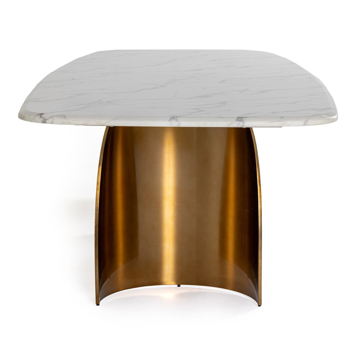 Reynold Glam Faux Marble + Gold Stainless Steel Dining Table