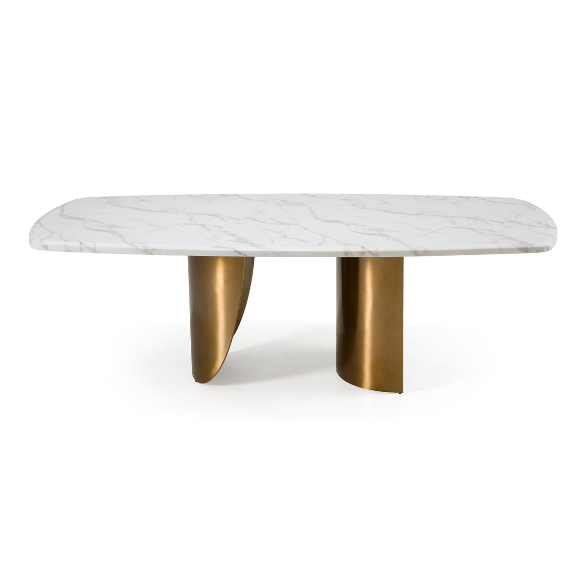 Reynold Glam Faux Marble + Gold Stainless Steel 94-Inch Dining Table