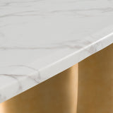 Reynold Glam Faux Marble + Gold Stainless Steel 94-Inch Dining Table