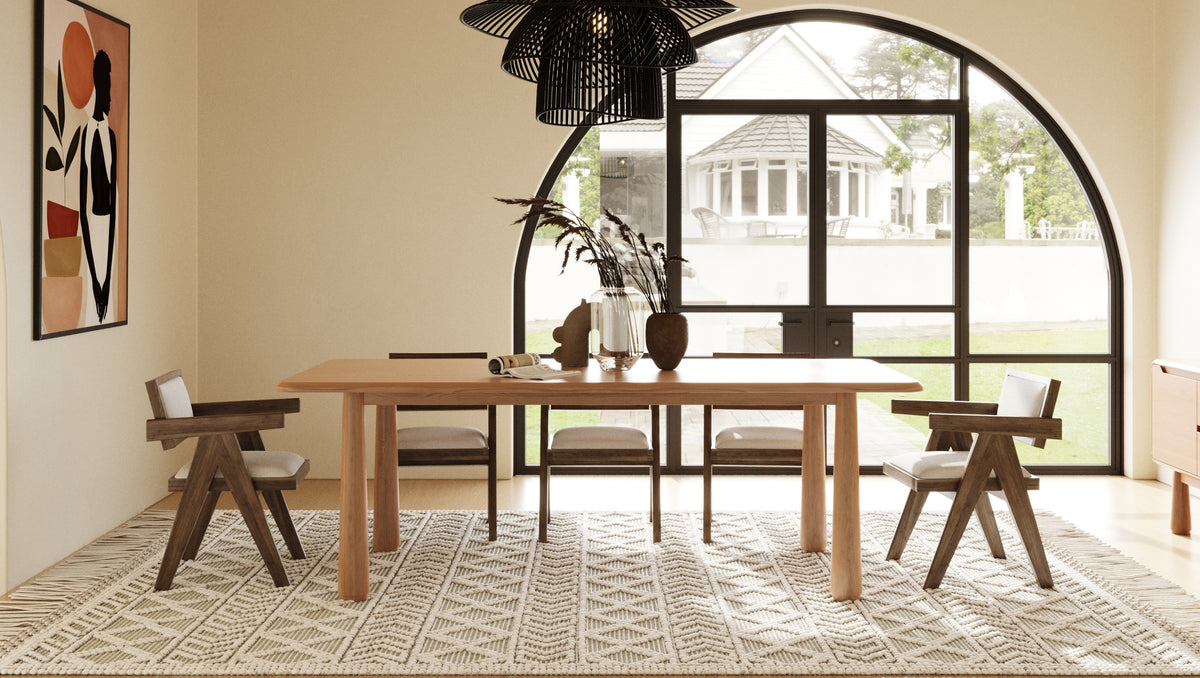 Rhea Modern 87" Natural Acacia Rectangular Dining Table