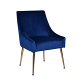 Castana Modern Blue Velvet & Gold Dining Chair (Set of 2)