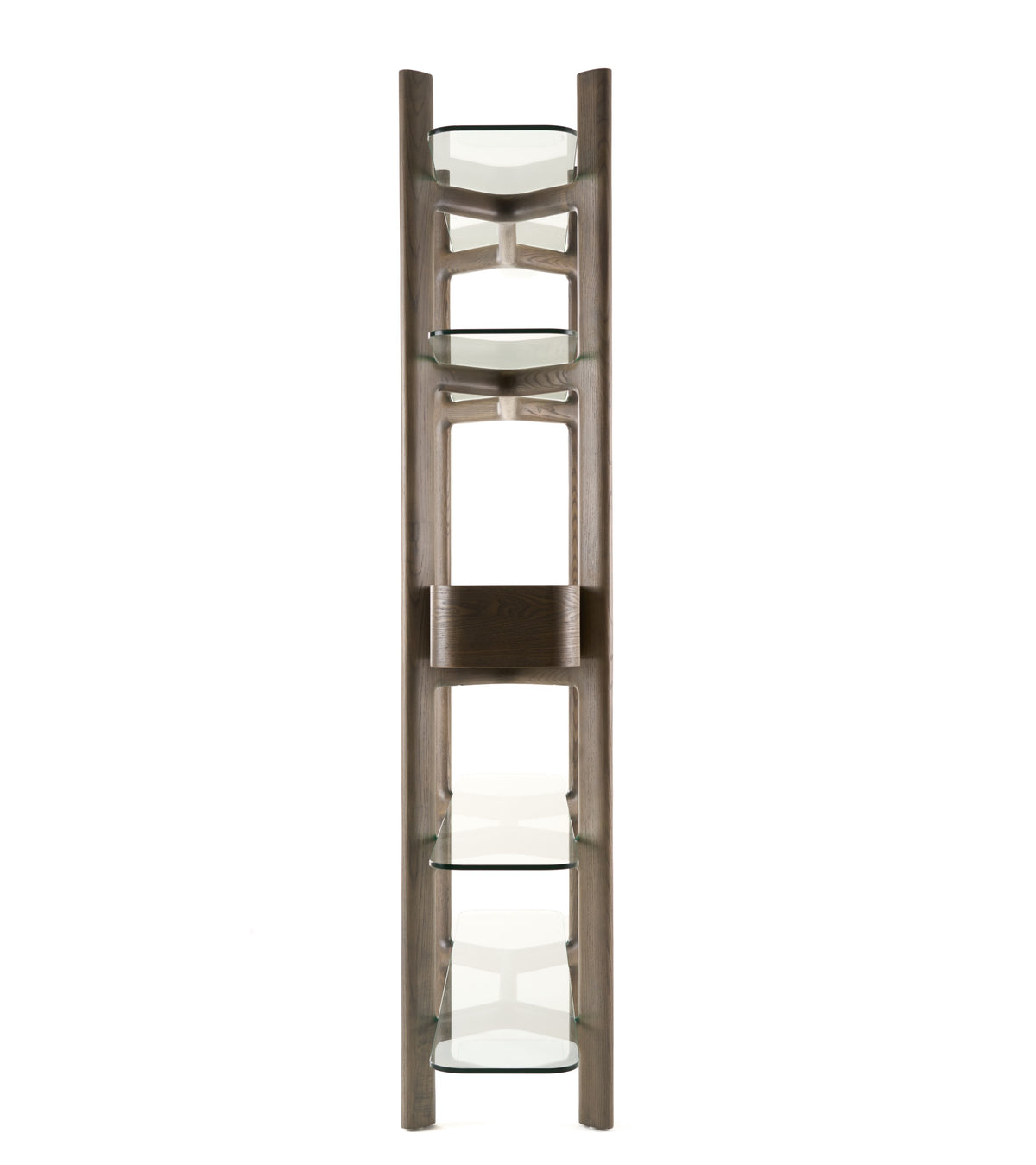 Rinaldi Mid-Century Modern Grey Ash + Glass Bookshelf