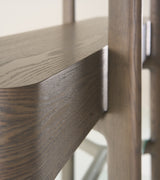 Rinaldi Mid-Century Modern Grey Ash + Glass Bookshelf