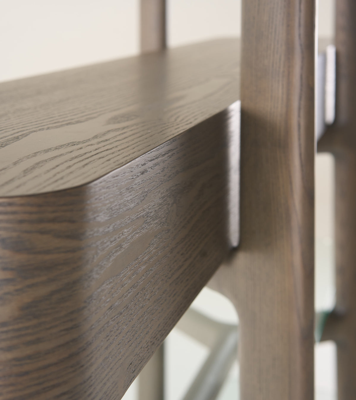 Rinaldi Mid-Century Modern Grey Ash + Glass Bookshelf