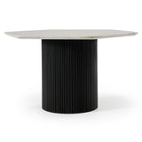 Rivas Modern White Marble + Black Hex Dining Table