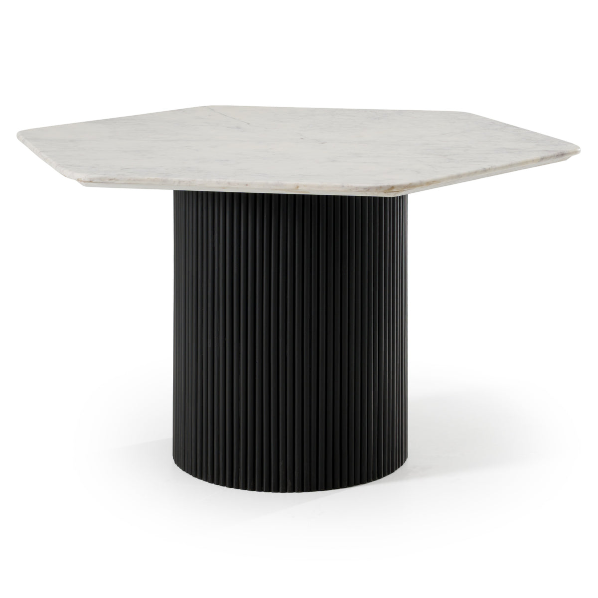 Rivas Modern White Marble + Black Hex Dining Table