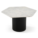 Rivas Modern White Marble + Black Hex Dining Table