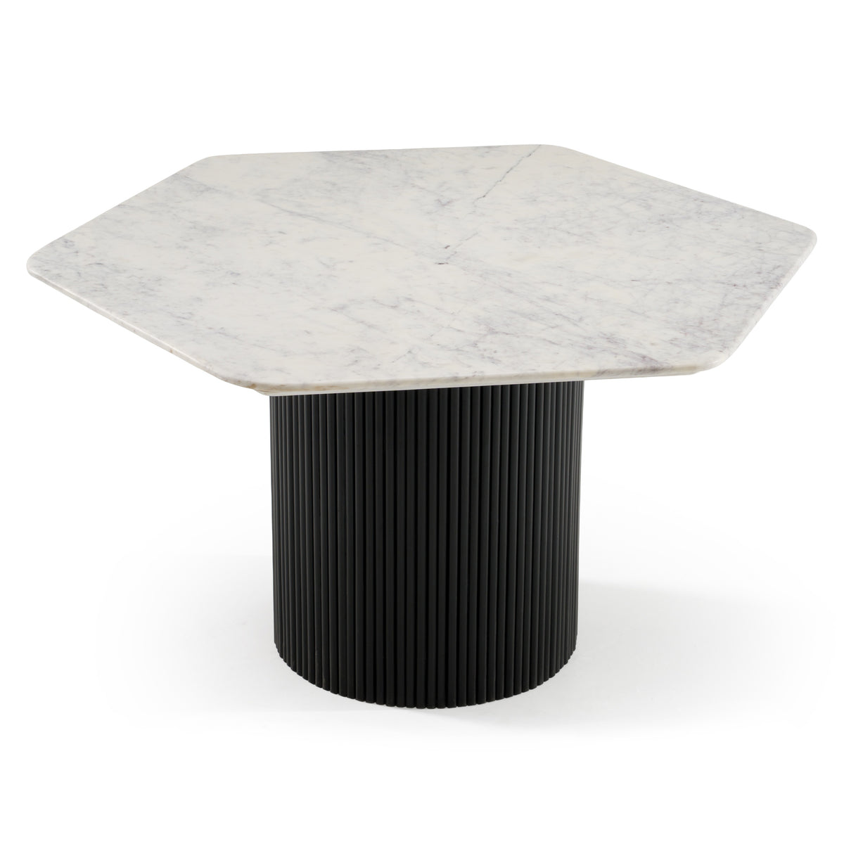 Rivas Modern White Marble + Black Hex Dining Table