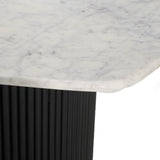 Rivas Modern White Marble + Black Hex Dining Table