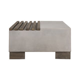 Delaware Modern Concrete & Acacia Rectangular Coffee Table