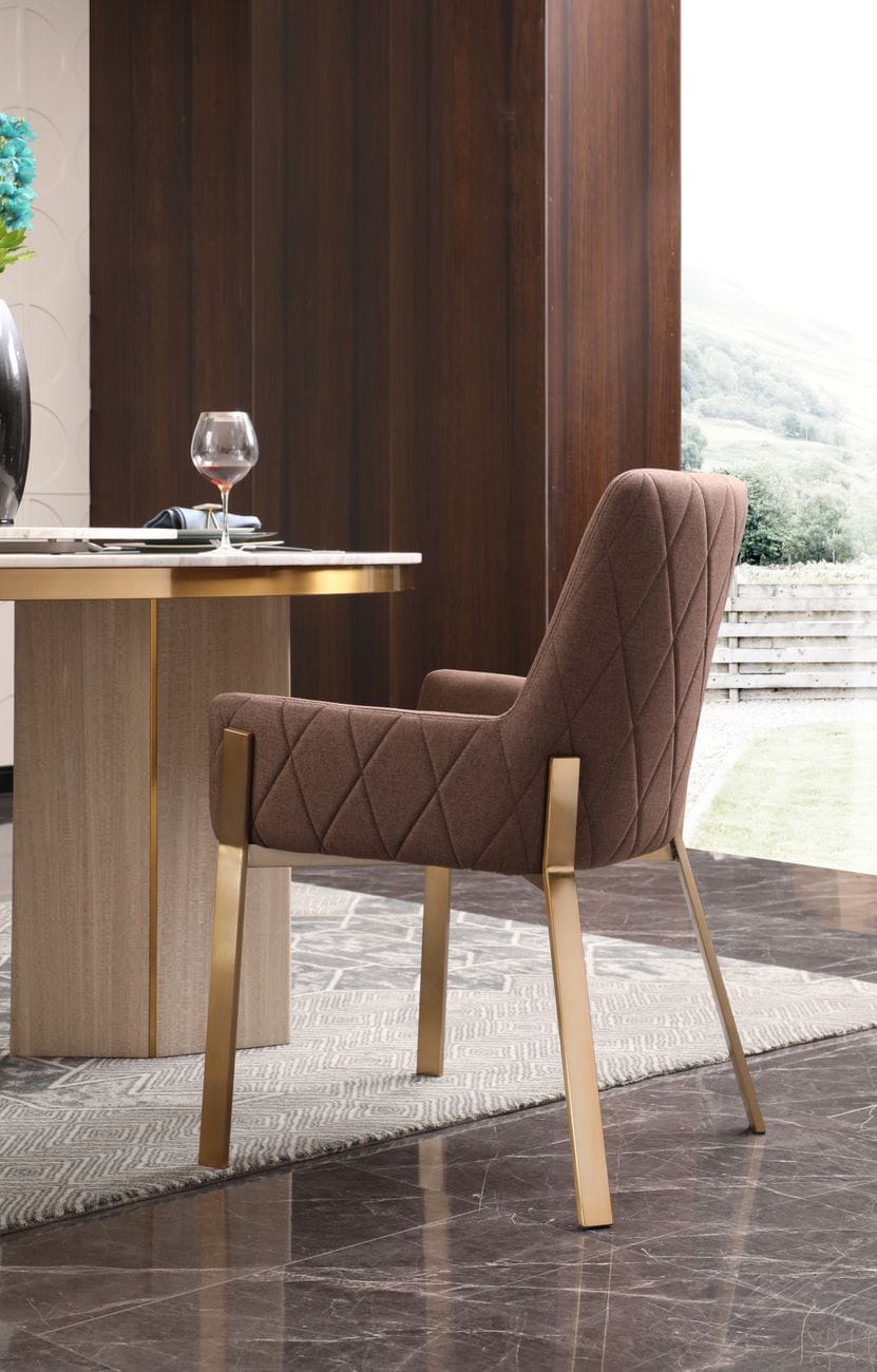 Robin Modern Brown & Brass Dining Chair