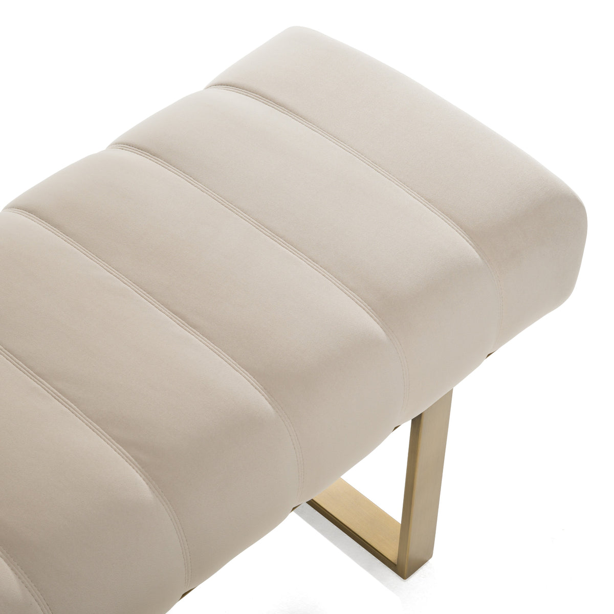 Robles Modern Beige Fabric + Antique Brass Dining Bench