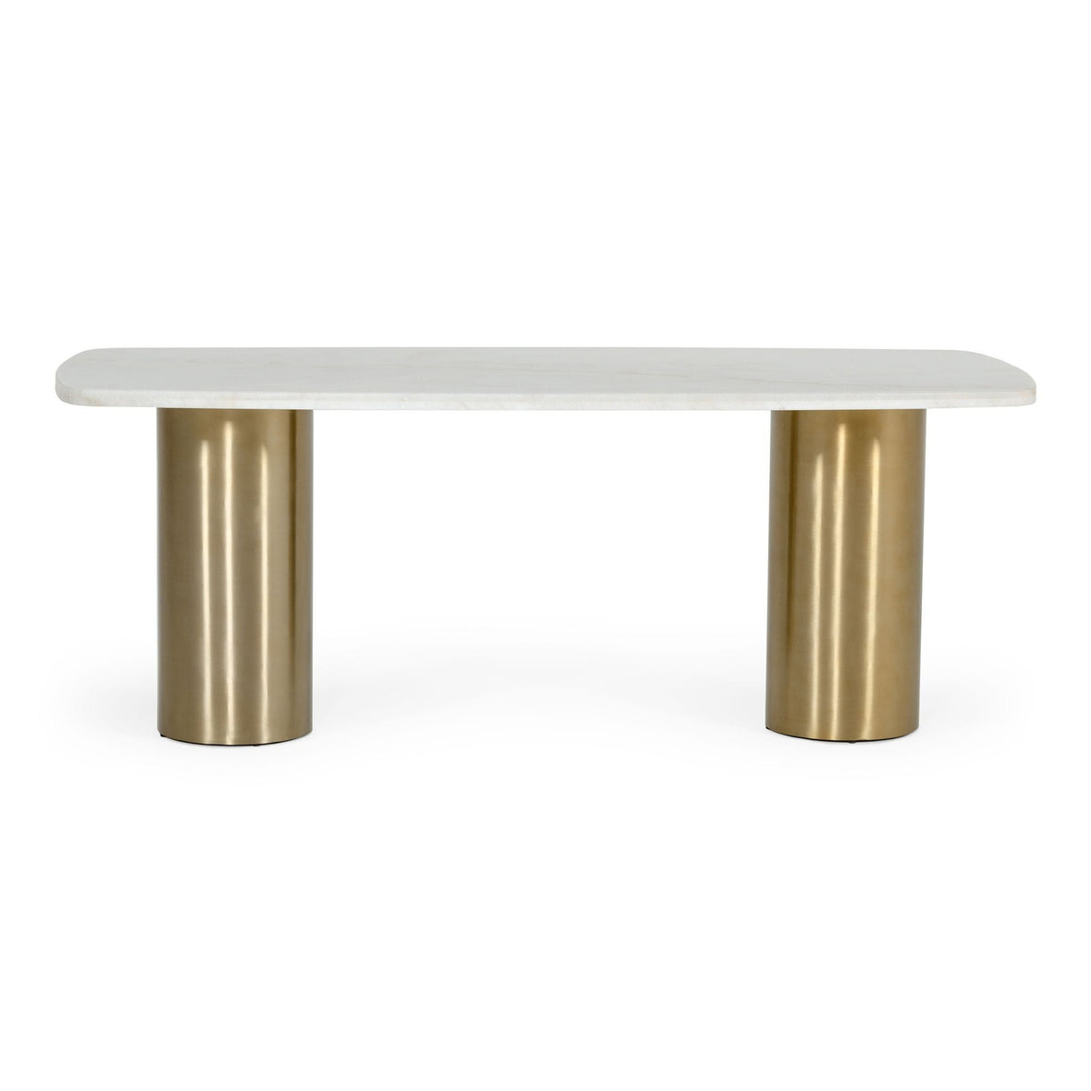 Rocky Glam White Marble & Brush Gold Dining Table