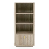Roma Modern Faux Travertine + Gold Bookcase