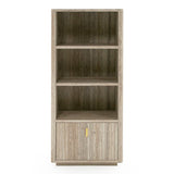 Roma Modern Faux Travertine + Gold Bookcase