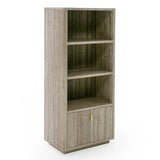 Roma Modern Faux Travertine + Gold Bookcase