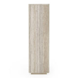 Roma Modern Faux Travertine + Gold Bookcase