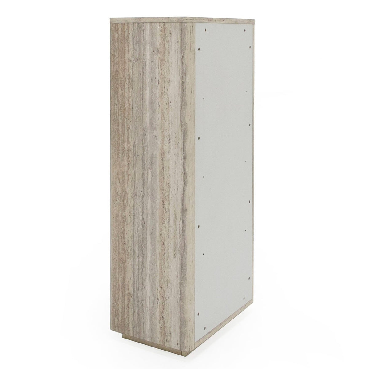 Roma Modern Faux Travertine + Gold Bookcase