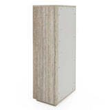 Roma Modern Faux Travertine + Gold Bookcase