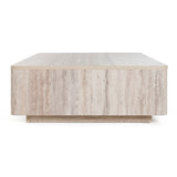Roma Modern Faux Travertine Rectangular Coffee Table